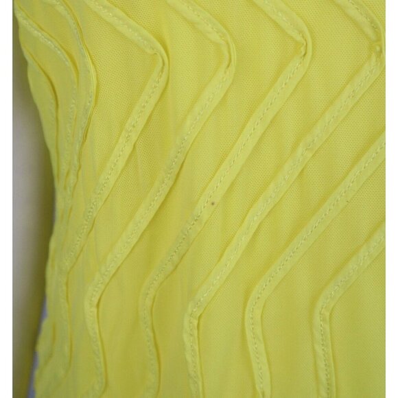 WOMEN'S YELLOW STRETCH SHEER SHORT SLEEVE TOP - REBECCA MALONE - SIZE S - Picture 6 of 10